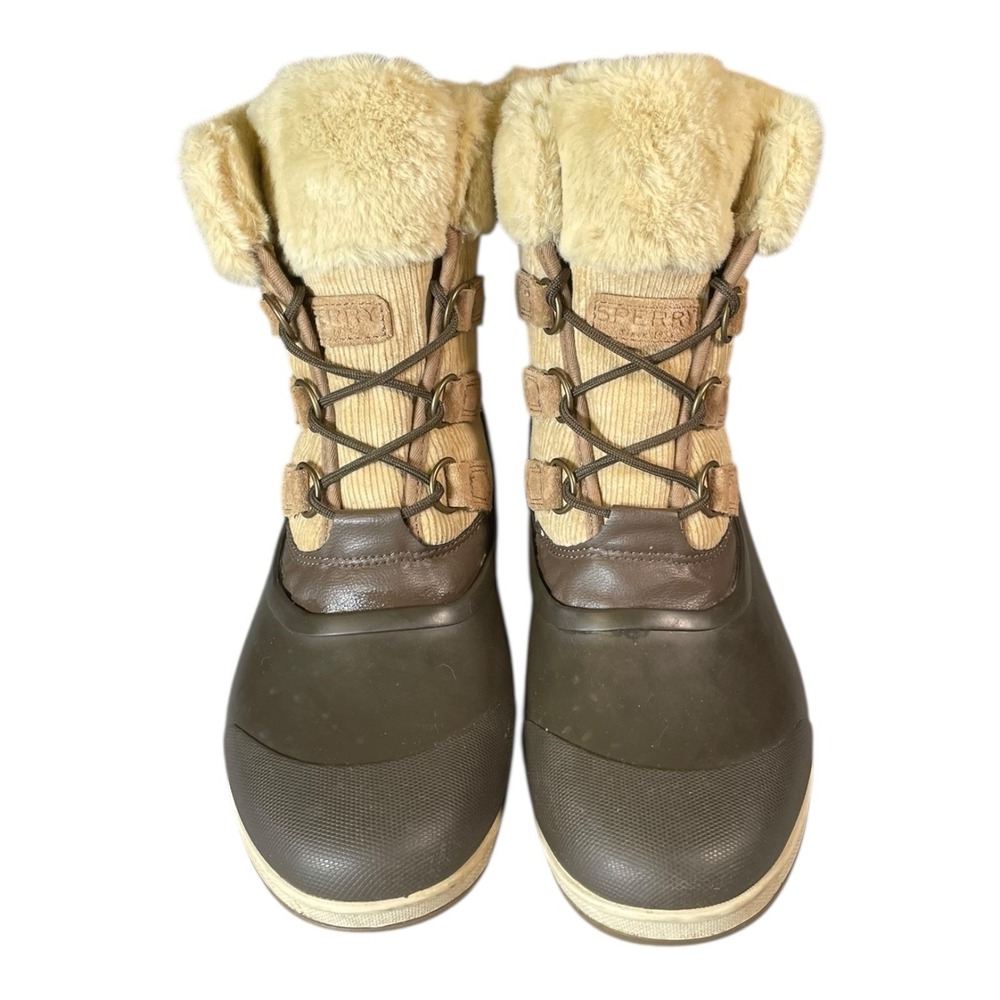 Sperry Top-Sider Black Winter Snow Duck Boots Faux Fur Trim Size 11